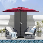 OLIXIS Half 9Ft Umbrella Outdoor Patio, Scalloped Patio Umbrella with Easy Crank, Sun Half Patio Umbrella for Balcony, Market, Garden, Red