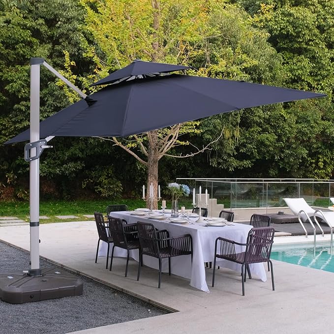 ABCCANOPY Patio Umbrella Cantilever Double Top Outdoor Offset Umbrella with 360° Rotation