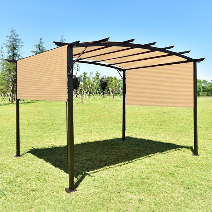 Eden's Decor Straight Flat-Edged Sun Shade Sail Rectangular 6' x 17' Beige UV-Blocking Outdoor Canopy Fabric Cloth Awning for Pergola Patio Garden Backyard Custom Size