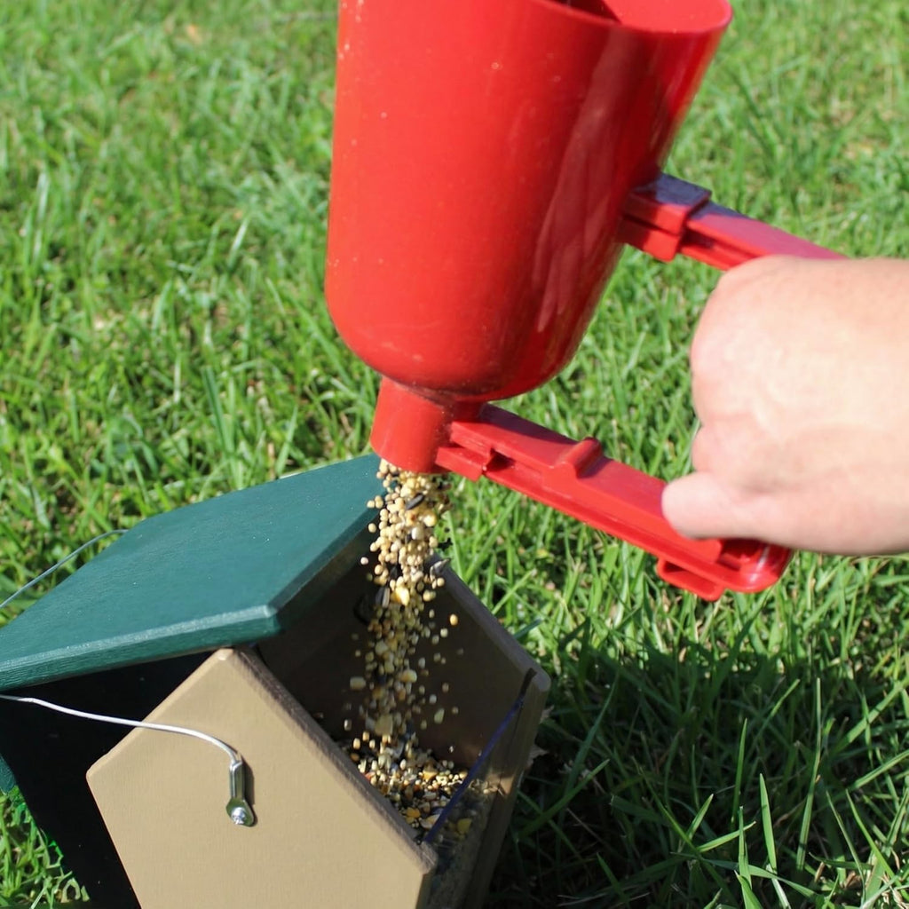 Bird Seed Scoop, Quick Release Plastic Scoop for Ease in Filling Bird Feeders, Holds 4 Cups of Seed | One-Hand, Mess-Free Fill - Doubles as a Funnel for All Feeder Types - Holds Up to 4 Cups of Seed
