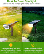 Solar Spot Lights Outdoor, Solar Lights Outdoor Waterproof IP65, 3 Brightness Modes Dusk to Dawn Landscape Spotlights for Yard Garden Pathway Tree Decoration, Warm White, 4 Pack