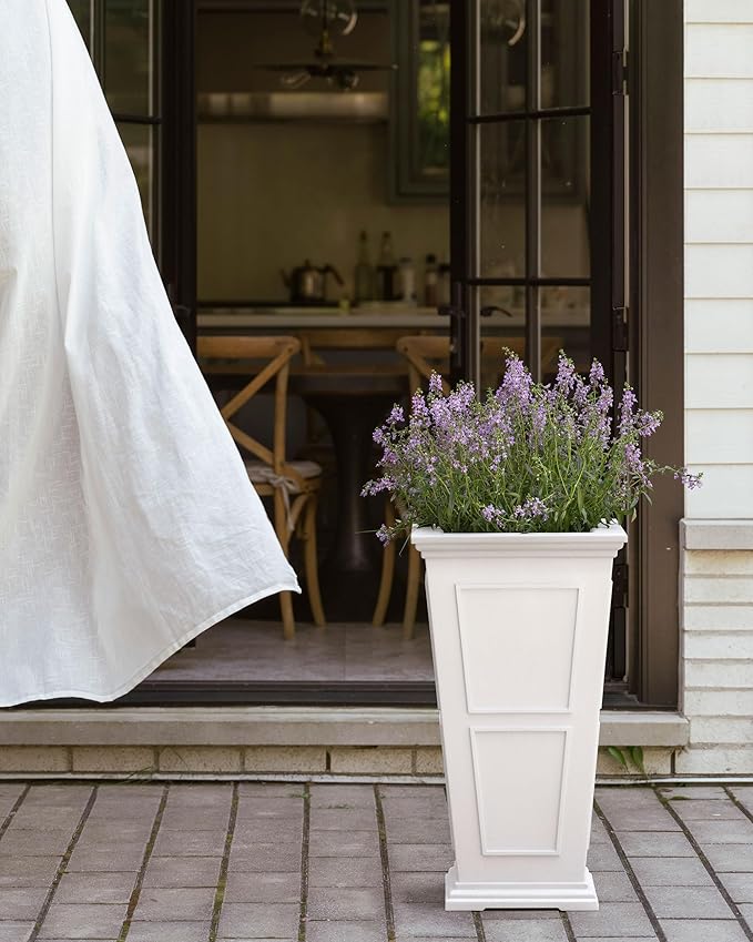 Veradek Brixton Series Tall Planter - Large Outdoor Planter for Front Porch/Patio | Crack-Resistant Plastic for All-Weather Use | Classic Estate Design for Tall Plants, Flowers, Trees