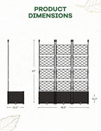3 PCS Raised Garden Bed with Trellis,63" h Vertical Planter Box with Drainage Holes for Climbing Plants, Patio Privacy Screen & Balcony Garden