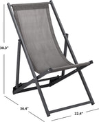 SAFAVIEH Outdoor Collection Breslin Grey/Grey Adjustable Folding Sling Chair Set of 2 (Fully Assembled)