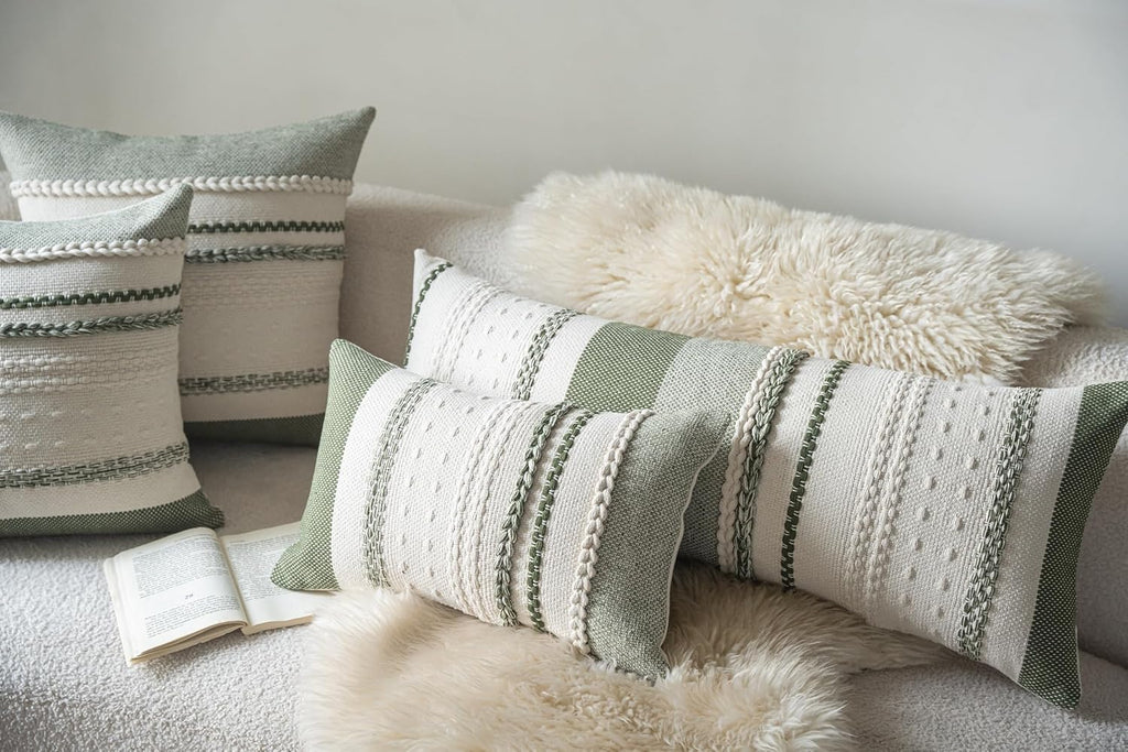 cethom boho lumbar pillow covers 14x36 inch long, close-up detail