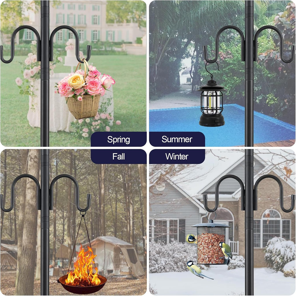 10FT String Light Poles 2Pack, 1.5 Inch Heavy Duty Poles for Outdoor String Lights with Shepherd Hook, 2 in 1 Light Pole with Anchor for Garden Backyard Patio Bistro Cafe