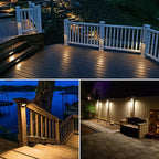 SUNVIE Low Voltage Deck Lights with Fastlock2 Wire Connector 5W LED Landscape Step Stair Lights Outdoor Accent Lighting Garden Post Fence Light 3000K 12-24V AC/DC 3.2FT ETL Listed Cord, 8 Pack