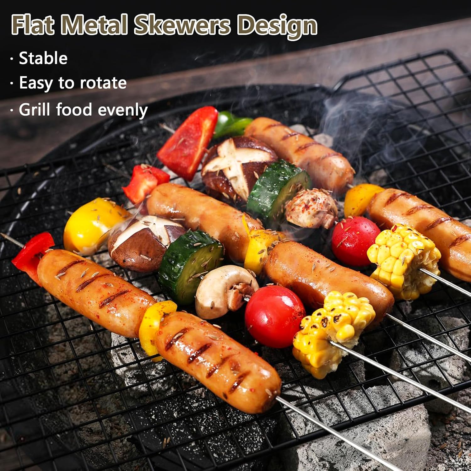 20 x Stainless Steel BBQ Skewers, Stainless Steel Skewers 25 cm, Perfect for Panettone, Bonfire, Marshmallow Grill, Chocolate, Snacks and Vegetables
