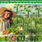 67 x 50 Cucumber Trellis for Raised Bed, U-Shape Metal Large Garden Trellis for Climbing Plants Outdoors with Netting, Garden Tools, Cucumber Arch Trellis for Vegetable Fruit Flower Plant Support