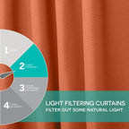 Exclusive Home Cabana Solid Indoor/Outdoor Light Filtering Hook-and-Loop Tab Top Curtain Panel Pair, 54"x96", Mecca Orange