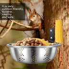 Metal Squirrel Feeders for Outside with Hanging Feeder, Durable Bowl Tree Mounted of Chipmunk Feeder, Squirrel House for Outdoor, Squirrel Food for Backyard, Corn Cob, Peanuts (8.5Inch 2-Rod)