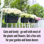 LaLaGreen Rail Planter Outdoor Plants(11.8 Inch, 10 Pack) Black Metal Iron Hanging Flower Pots Deck Railings Fence Buckets Modern Countryside Boho Style Wall Mount Window Box Plant Holder Porch Decor