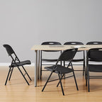 Amazon Basics Sturdy Foldable Plastic Chair, Portable, 350-Pound Capacity, Black, 6-Pack