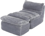 Boneless Chaise Lounge Chair Indoor, Adult Bean Bag Chair with Compressed Memory Foam, Comfy Back Support Sofa Bed Couch for Living Room Bedroom Office Apartment, No Assembly