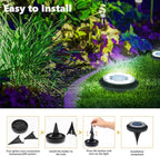 Flacchi Solar Lights Outdoor - Solar Powered Ground Lights Outdoor Solar Disk Light Waterproof Landscape Light for Patio Yard Pathway Walkway Driveway (Cool White, 2 Pack)