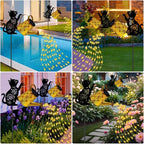 Solar Lights Outdoor Decorative, Watering Can with Cascading Lights, with Cat Silhouette Garden Stakes, Gifts for Mom Women, Waterproof Metal Garden Decor for Yard Art, Outside, Patio, Lawn Ornaments