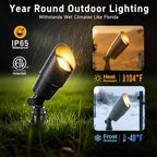 Gardenreet LED Spot Light Outdoor - Die-Cast Brass 12V Uplighting Waterproof, Low Voltage Landscape Lights Metal, Bronze for Fence Fountain with Warm White MR16 Replaceable Bulbs (12 Pack)
