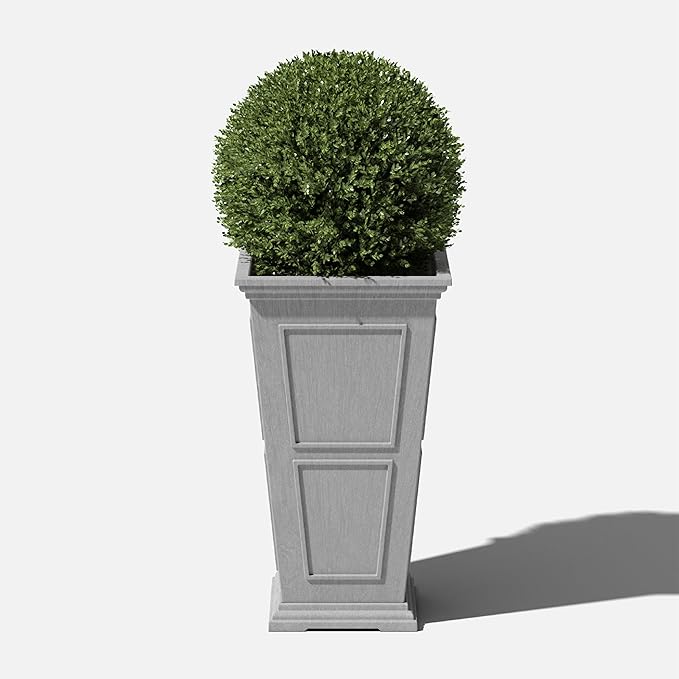 Veradek Brixton Series Tall Planter - Large Outdoor Planter for Front Porch/Patio | Crack-Resistant Plastic for All-Weather Use | Classic Estate Design for Tall Plants, Flowers, Trees