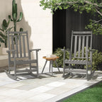 LETKIND Oversized Outdoor Rocking Chairs Set of 2,All Weather Rocker Chair with More Comfortable Seat Panel for Porch Patio Outside(Grey)