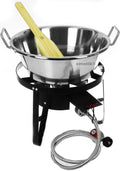 Cazo 16" Set Stainless Steel with High Pressure Burner Heavy Duty Stand and Wooden Pala Para Carnitas