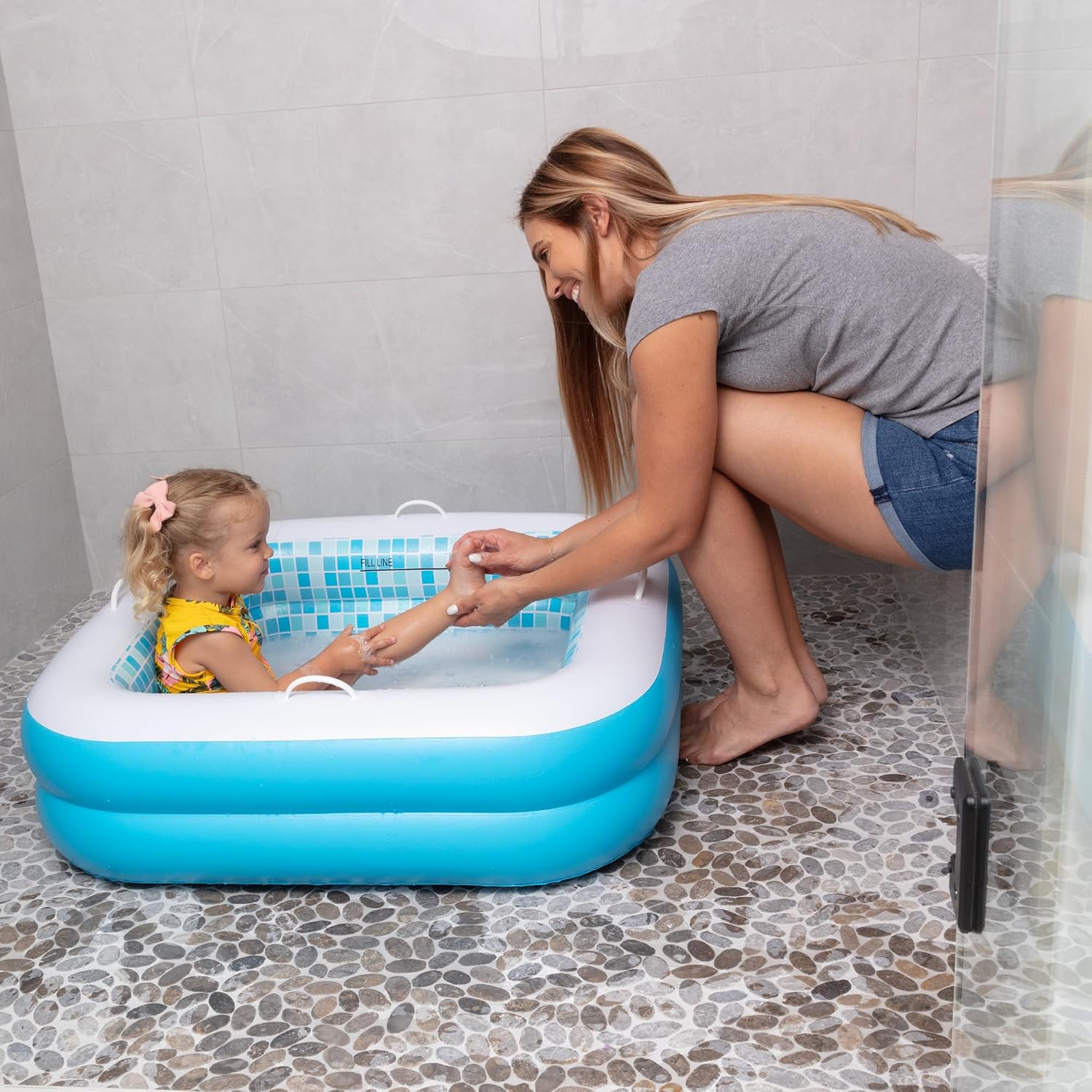 3-in-1 Inflatable Baby Pool, Bathtub & Ball Pit for Toddlers 1-3, Patented Safety Secure Grip Handles, Soft Floor & Drain - Summer Water Toys, First Birthday Gifts, Kiddie Pool for Ages 1 2 3, 34"x10"