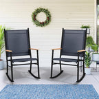 Shintenchi 2 Pcs Outdoor Rocking Chairs Set,Upgraded High Back Patio Rocking Chairs Set,Breathable Textilene Fabric Rocking Chair for Porch,Patio,Garden,Balcony,Dark Grey