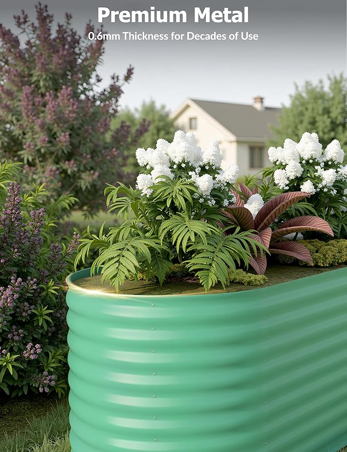 2 Pcs Raised Garden Beds Outdoor 8x2x2 ft - Galvanized Steel Planter Box for Vegetables, Flowers, Rust-Resistant Garden Box, Easy Assembly Raised Beds, Durable Planters for Outdoor Plants, Green