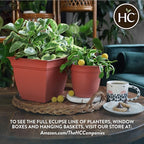 The HC Companies Eclipse Round Planter with Saucer - Outdoor & Indoor Plant Pot with Drainage Holes - Lightweight, UV-Resistant Plastic Pots for Plants, Flowers & Herbs (16" Cottage Stone, Pack of 1)