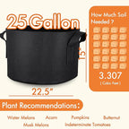 Gardzen 6-Pack 25 Gallon Grow Bags, Aeration Fabric Pots with Handles, Heavy Duty Cloth Pots for Plants
