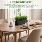 mygift 14 inch artificial green grass plant in shown in use