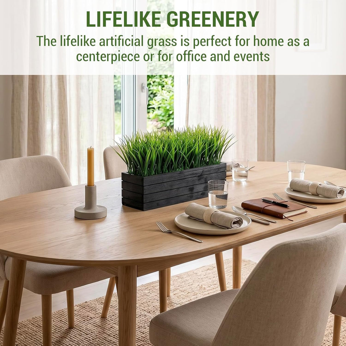 mygift 14 inch artificial green grass plant in shown in use
