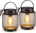 Hanging Solar Lanterns Outdoor Waterproof: 2 Pack Metal Accent Lights | IP65 Waterproof, Auto On/Off, Long-lasting 12-15hrs, Hang Or Clip For Patio Table, Warm Ambiance, No Wiring, 800mah Battery