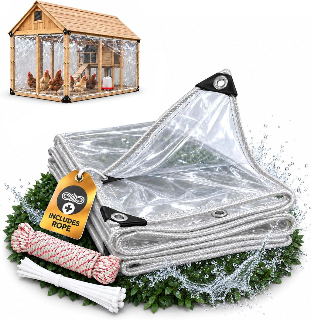 foundgo heavy duty clear vinyl tarp 8x16 ft shown in use