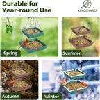 Kingsyard 2 Tier Large Platform Bird Feeder for Outdoors Hanging | Large Recycled Poly Lumber Tray, 5 Lbs Capacity, Garden Decoration Attracts Cardinal Bluebird Goldfinch, Green