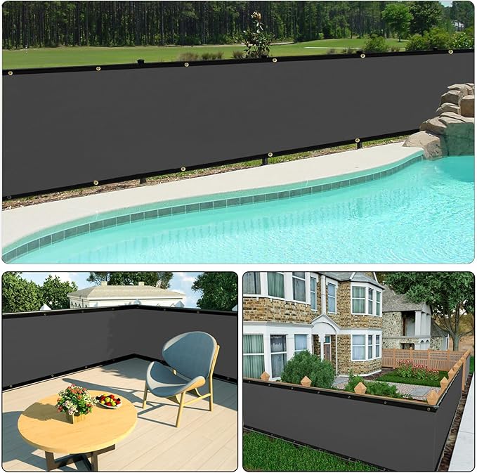 UPGRADE Privacy Fence Screen 5'x18' Dark Grey Outdoor 90% Visibility Blockage 170 GSM Mesh Shade Cover Panels for Backyard,Balcony,Home Decoration with Zip Ties,Customized Avaliable