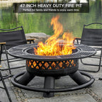 panovue 47 inch outdoor wood burning fire pit, side view