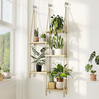 Bamworld Hanging Shelves Plant Hanger Indoor Window Plant Shelves Wood Plant Wall Shelf Window Sill Plant Shelf Indoor Hanging Plant Stand Living Room Decor Garden Boho Decor