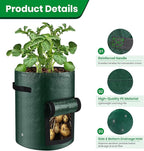 6 Pack Potato Grow Bags, 10 Gallon Planting Bags Durable PE Vegetable Planter with Flap and Handles Large Garden Pot Tall Potato Growing Containers for Vegetables, Fruits and More