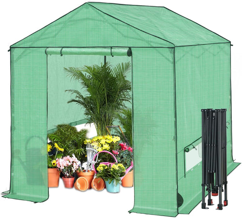8x8 pop up greenhouse,portable green house kit, green, main product view