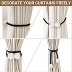 Hion Magnetic Curtain Tiebacks Black 6 Pack, Curtain Tiebacks Buckles Holdbacks Holders Hooks Clip for Home Bedroom Office Decorative Thick or Thin Curtain