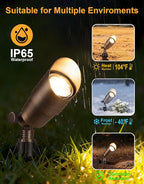 PARTPHONER Solid Brass Low Voltage Landscape Lighting, Wired 12V LED Landscape Spotlights with Aluminum Housing MR16 Bulb, Heavy Duty Outdoor Waterproof Up Lights for Garden, Yard, Trees, 4Pack