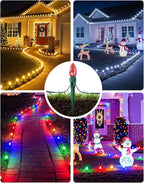 100-Pack Plastic Light Stakes, 5.5 Inch Christmas Yard Stakes for C7 C9 Christmas Lights Outdoor, Universal Light Stakes for Outdoor Holiday Lights, Green