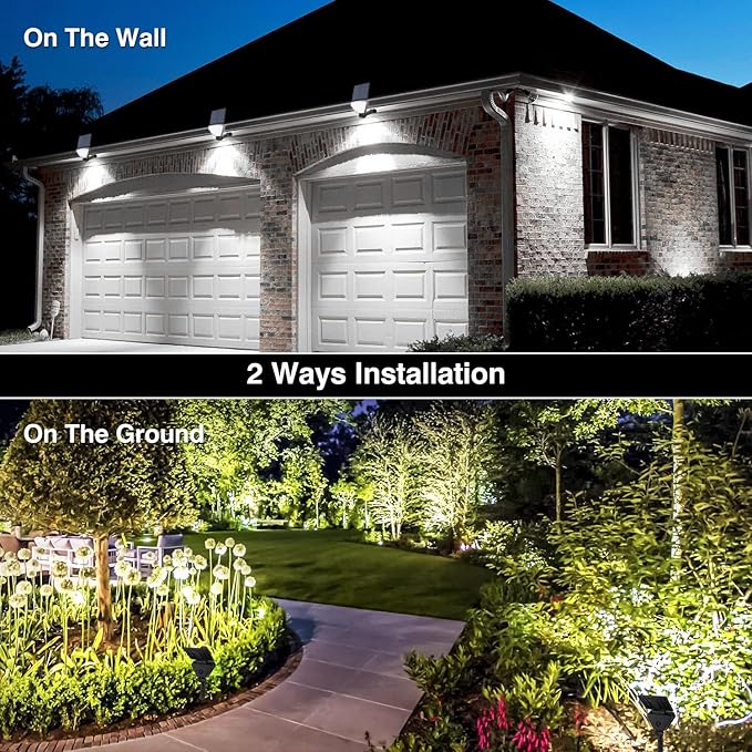 T-SUN Solar Lights Outdoor Waterproof IP65, 12 Pack LED Solar Spot Lights Color Changing IP65 Waterproof Smart Auto On/Off for Outside Landscape Garden Yard Lawn Pathway Patio Driveway