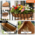 Halatool 30" Coco Liners for Planters, 3Pcs Coconut Liners for Window Boxes | 100% Natural Coconut Fiber, Replacement Liner for Wall & Railing Planters, Fence & Balcony, Breathable & Eco-Friendly