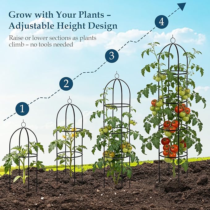 100% Metal Trellis for Climbing Plants Outdoor 6.6ft 1PK,Garden Obelisk Trellis for Potted Plants Indoor with Ties and Butterflies,Plant Support for Clematis Tomato Cucumber Ivy Rose