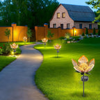 Solar Lights Outdoor Garden Decor,LED Lotus Flower Lamp, Metal Tulip Solar Lawn Lamp for Courtyard Decoration, Garden Gifts for Women
