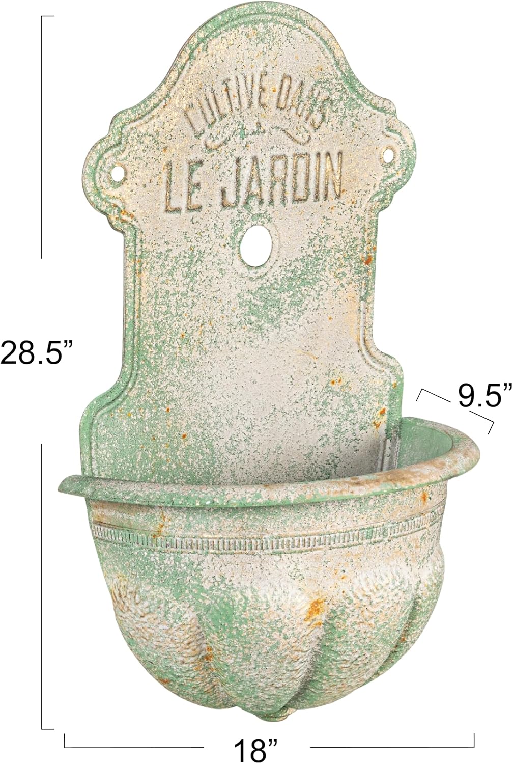 Creative Co-Op Metal Wall-Mounted Planter with Distressed Finish, Green