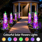 Solar Garden Lights, Solar Purple Delphinium Flowers Lights 8 Pack 160 LEDs, Waterproof Outdoor Light Two Lighting Modes for Outside Wedding Party Garden Yard Patio Lawn Decor