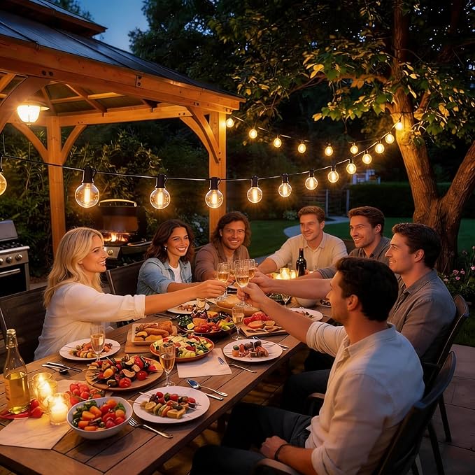 RTTY Classic Series Outdoor String Lights 50 FT Globe LED Patio Lights with G40 Plastic Bulbs,Waterproof Shatterproof Dimmable Connectable Hanging for Backyard Porch Balcony Party Cafe Deck Decor