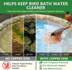 Factee 2PCS Bird Bath Copper Disk – 0.6mm Thick 99.9% Pure Copper Cleaning Disk, Helps Maintain Cleaner-Looking Water, All-Season Use for Outdoor Bird Baths, Bowls, Bird Bath Solar & Fountains